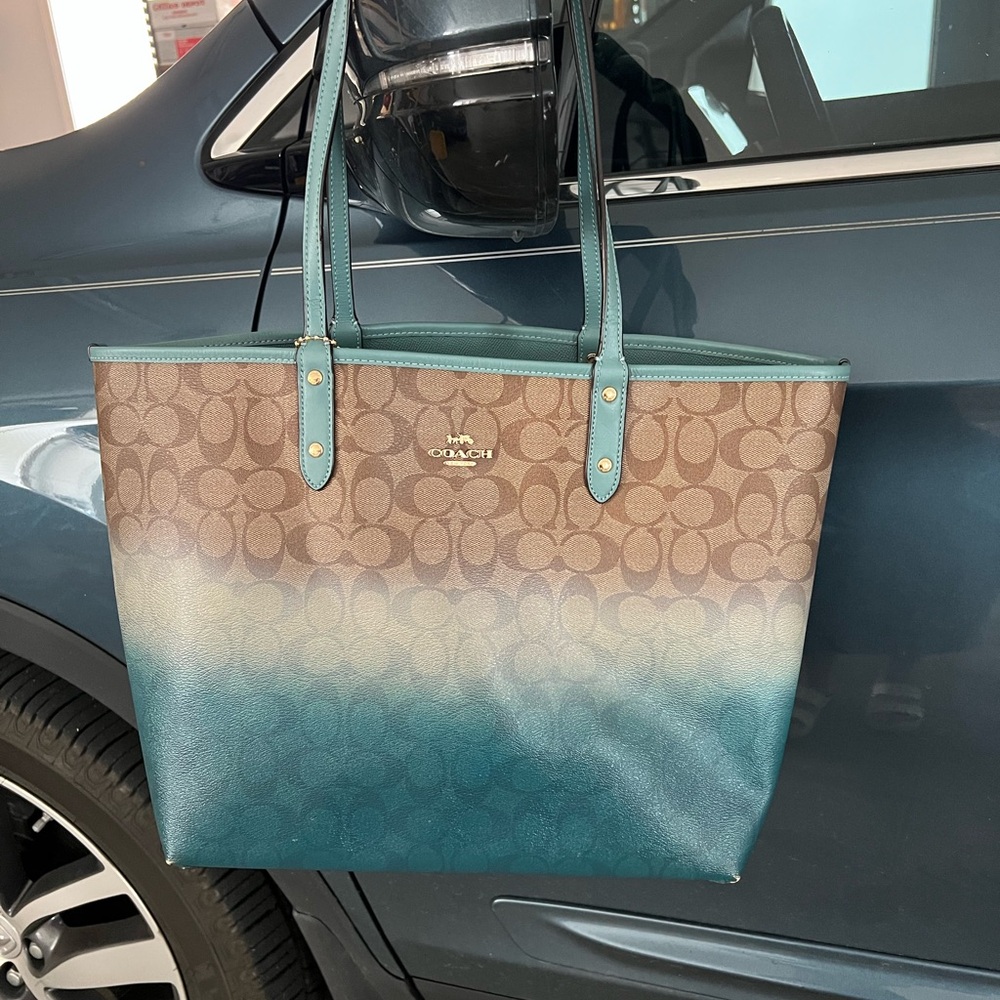 Coach Brown and Blue Gradient Tote Bag